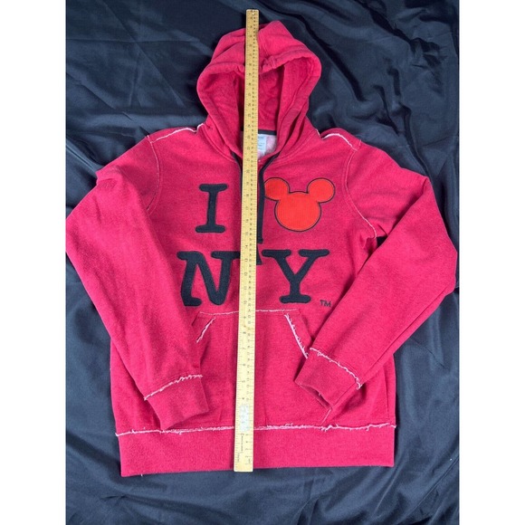 Disney Store Japan I Love New York Mickey Full Zip Hoodie Hooded Sweatshirt Med - Picture 3 of 5